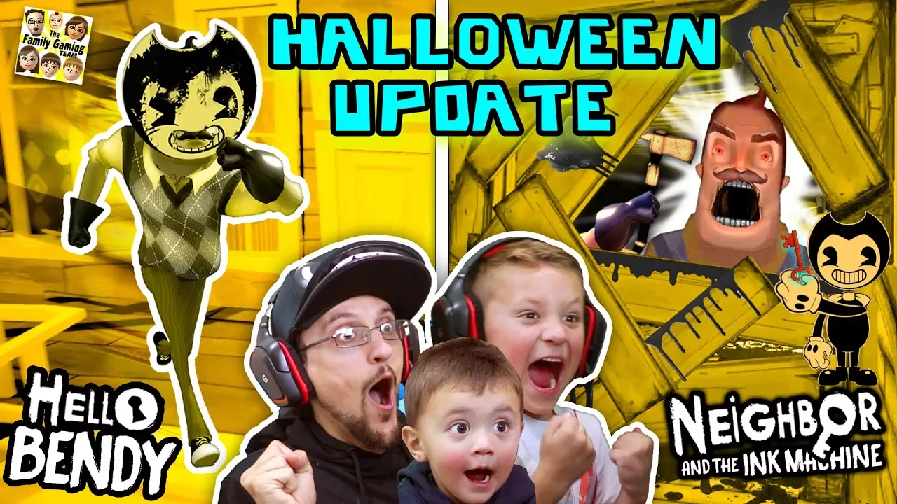 HELLO BENDY + NEIGHBOR & the INK MACHINE Halloween Mod! FGTEEV-ers LETS CELEBRATE! Surprise Gameplay