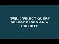 SQL Select query select based on a priority