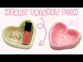 easy crochet heart trinket dish tutorial for BEGINNERS no magic ring valentines crochet tutorial
