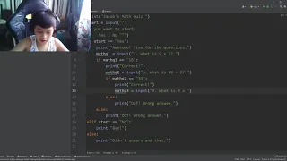 Python Tutorial Part 2 If Elif and Else Statements Math Quiz