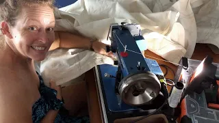 Ep 195 | Repairing the Headsail and Dodger, Canning Curry, Sailing Nutshell