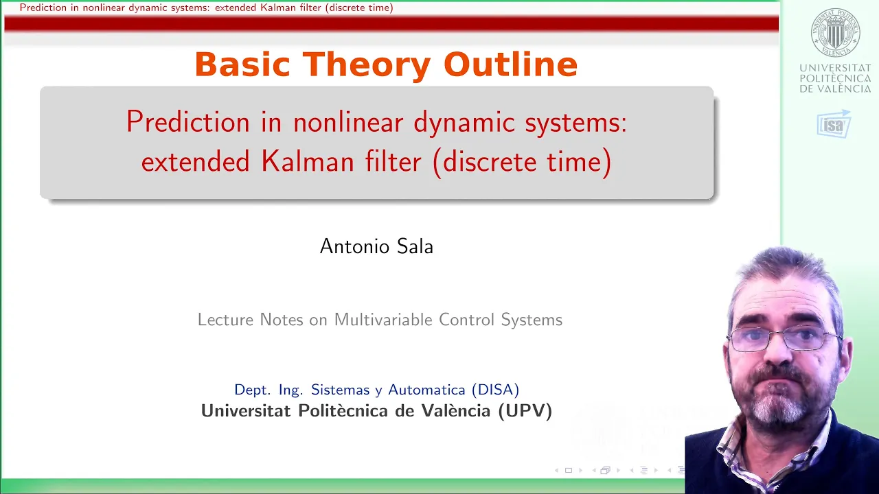 Extended Kalman filter for nonlinear state estimation, basic theory outline