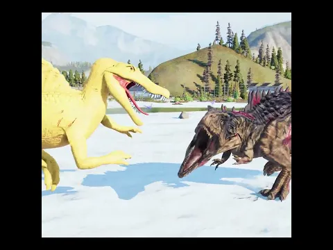 (🦖Jurassic World Evolution 2)Mommy Long Legs T-Rex vs Brachiosaurus,Spinosaurus Dinosaurs Fight