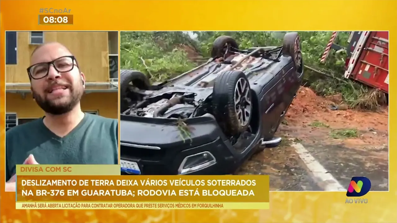 Acompanhe as últimas ocorrências registradas na BR-376 que liga Guaratuba, no PR, e Garuva, em SC