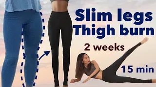 Download Slim legs \u0026 thigh burn🔥secret easy workout | 2 weeks beginner challenge (15min,quiet,no equipment) MP3