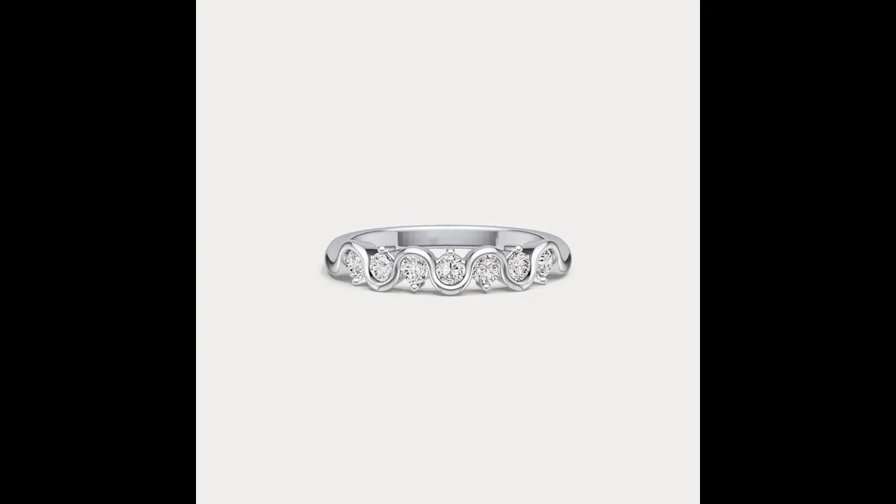 Round Lab-Grown Diamond Wave Half Eternity Ring in Sterling Silver