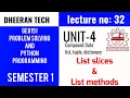 GE8151 PROBLEM SOLVING AND PYTHON PROGRAMMING PSPP Manojkumar Lectures list slices list methods