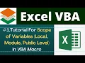 Scope of Variable in Excel VBA Macro Local Level Module Level Level Variables