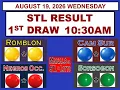 STL 1st Draw 1030am Result Romblon Cam Sur Sorsogon Negros Occidental August 19 2026 WEDNESDAY