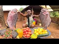 No Oil 100 Natural Baking Whole Fish With Mad in the Rain Village life Cooking