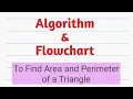Algorithm and Flowchart to find Area and Perimeter of Triangle Algorithm Flowchart