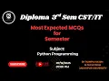Diploma 3rd Sem Python Programming MCQ Marathon 50 Important Questions