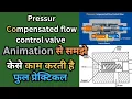 Pressure Compensated flow control Valve Explained with Parts Full animation