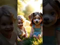 Download Lagu The baby angel and the dog girl frolic in a sunlit meadow. #short #youtuber #youtubechannel