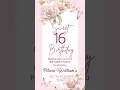 Blush Pink Floral Sweet 16 - Animated Invitation Editable in Canva