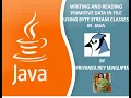 JAVA READING AND WRITING PRIMITIVE DATA IN A FILE USING BYTE STREAM CLASSES