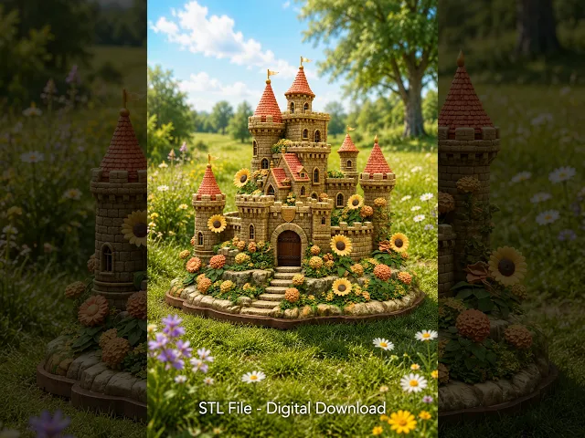 Sunflower Fantasy Castle STL File for 3D Print video thumbnail