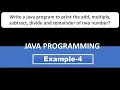 How to add subtract divide multiply and remainder two number in java java program part - 4