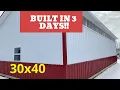 24x40 Pole Barn Garage Build - 3 Days Start to Finish Half the price of a Morton