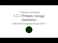 OCR GCSE Computer Science J277 - 1 2 1 Primary storage memory
