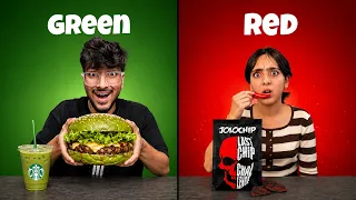 Eating Only ONE COLOR Food Challenge! ❤️💚