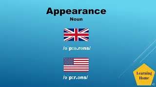 Appearance meaning pronunciation and synonyms