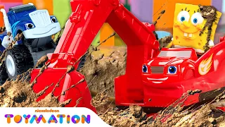 Download Blaze Saves SpongeBob \u0026 Ninja Turtles From Crusher's Mudslide! | Toymation City MP3