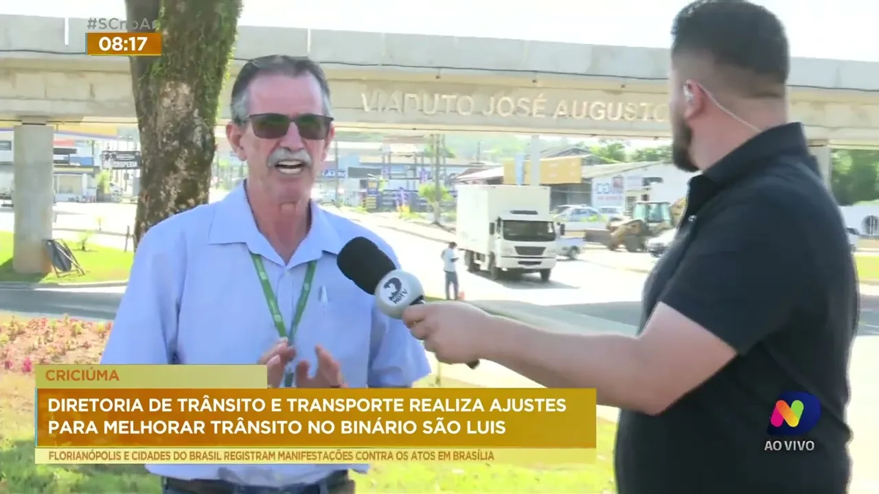 Sistema binário de trânsito recentemente inaugurado em Criciúma passa por ajustes