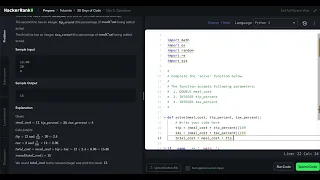 HackerRank Python 30 Days of Code - Day 2 Operators