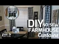 DIY Curtains No Sew Curtains Farmhouse Curtain Tutorial