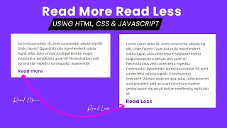 Read More Read Less Button with JavaScript No Plugin HTML CSS JavaScript Tutorial
