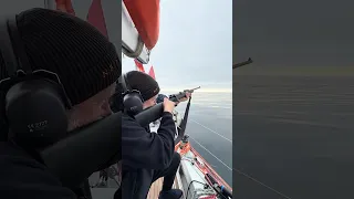 Testing the rifle and flaregun before entering Svalbard