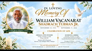 CELEBRATION OF LIFE _ WILLIAM VACANARAT SHADRACH