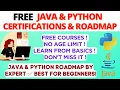 FREE JAVA PYTHON COURSES WITH CERTIFICATES AND ROADMAP BY EXPERT FOR BEGINNERS
