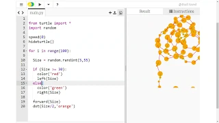 Python Turtle - Combining FOR IF and RANDOM