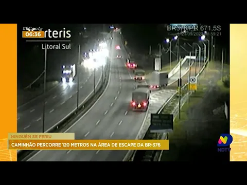 Caminhão percorre 120 metros na área de escape da BR-376