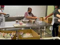 Weighing crab meat and eliminating shells at J M Clayton Seafood on Maryland Crab Cake Tour Day 5