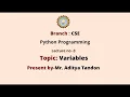Python Programming Variables AKTU Digital Education