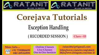 Core java Tutorials Exception Handling by Mr Ratan class-03