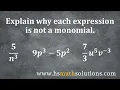Determining Why an Algebraic Expression is NOT a Monomial Example