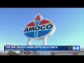 The giant Amoco sign is back with a new look