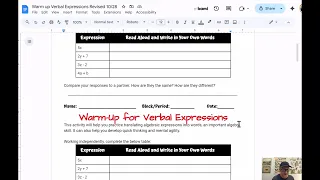 Warm up verbal activity tpt