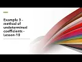 Example 3-IVP - method of undetermined coefficients