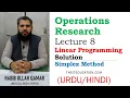 LPP Solution - Simplex Method Linear programming solution Urdu Hindi MTH601 Short Lectures 8