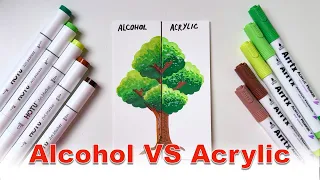 How to Draw a Tree with Alcohol & Acrylic Markers | 2 Art Techniques for Beginners