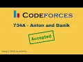 734A - Anton and Danik Codeforces Solution Bangla C Language