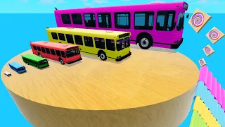 Big & Small Bus vs Stairs and Portal Trap - Cars vs Fast Flowing River - BeamNG.Drive #115