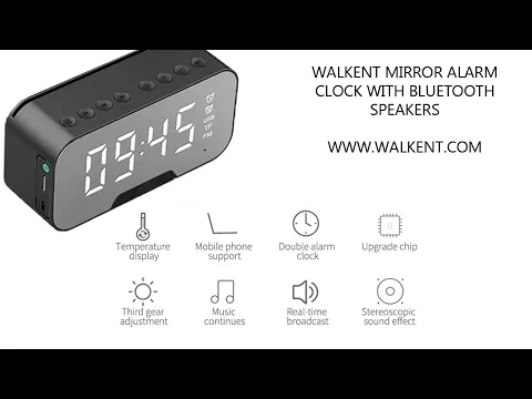 Walkent Mirror Alarm Clock With Bluetooth Speakers