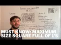 Dynamic Programming Question Maximum Size Square Of 1 s