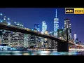New York Skyline Walk - 2023 Manhattan by Night Dumbo to Brooklyn Bridge 4K R